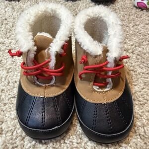 Carters Infant Duck Boots 6-9 Months Hightop Brown Black Boots